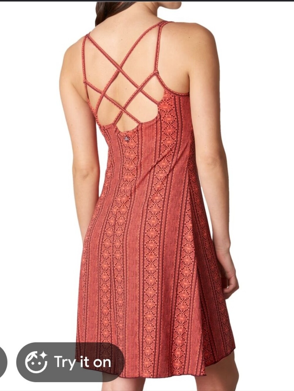 Prana Rebecca Coral Strappy Midi Dress with Geometric Print Size Medium - Picture 10 of 10